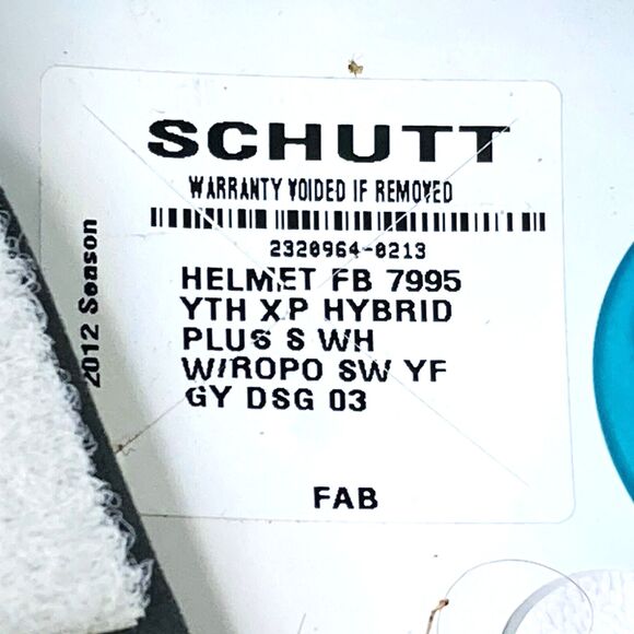 Schutt Helmet S XP Hybrid Youth Small White Full Face Mask Chinstrap FB 7995 USA - Picture 3 of 16